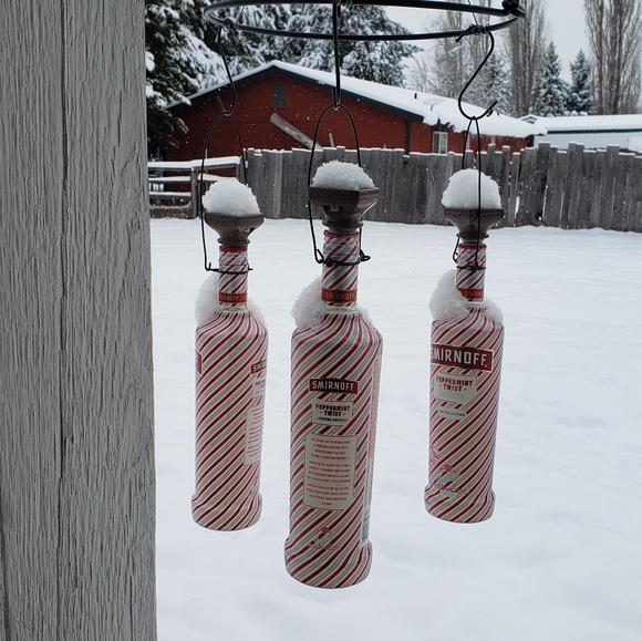 Hanging Solar Bottle Light ~ Peppermint Smirnoff Lantern - Picture 2 of 6